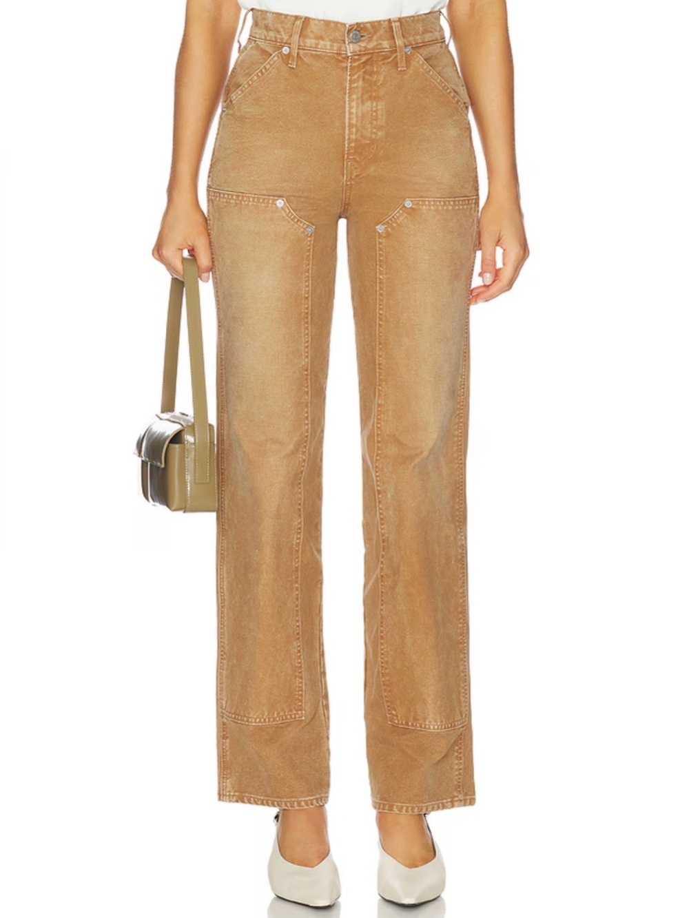 NWT Veronica Beard Dylan High Rise Straight Leg Jeans in Pebble Sand Tan Size 29